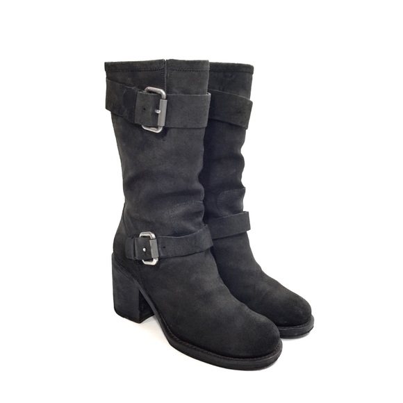 Vera Wang Lavender Dark Green Suede Pull-On Boots - Picture 3 of 8
